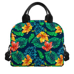 Hibiscus Monstera Hawaii Pattern Print Insulated Lunch Bag