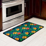Hibiscus Monstera Hawaii Pattern Print Kitchen Mat