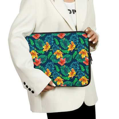 Hibiscus Monstera Hawaii Pattern Print Laptop Sleeve