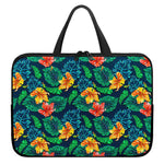 Hibiscus Monstera Hawaii Pattern Print Laptop Sleeve With Handle