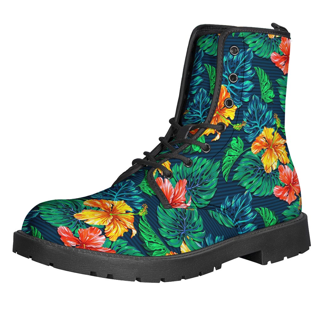 Hibiscus Monstera Hawaii Pattern Print Backpack