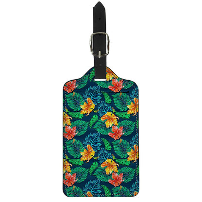 Hibiscus Monstera Hawaii Pattern Print Luggage Tag