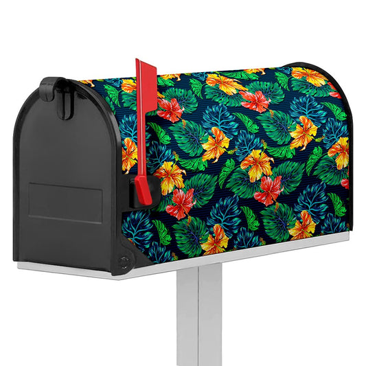 Hibiscus Monstera Hawaii Pattern Print Mailbox Cover