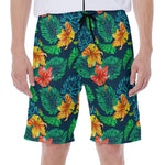 Hibiscus Monstera Hawaii Pattern Print Men's Beach Shorts