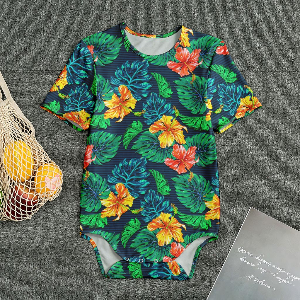 Hibiscus Monstera Hawaii Pattern Print Men's Bodysuit