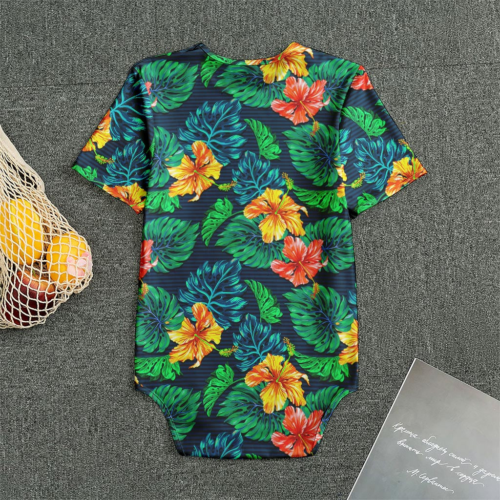 Hibiscus Monstera Hawaii Pattern Print Men's Bodysuit