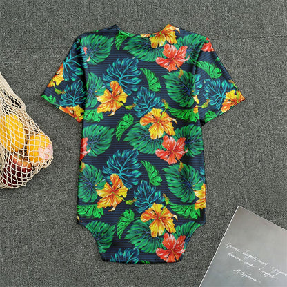 Hibiscus Monstera Hawaii Pattern Print Men's Bodysuit
