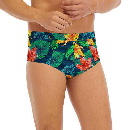 Hibiscus Monstera Hawaii Pattern Print Men's Briefs