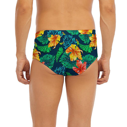Hibiscus Monstera Hawaii Pattern Print Men's Briefs