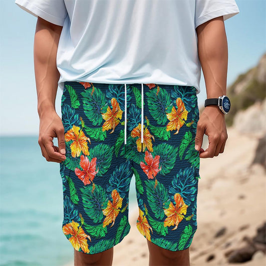 Hibiscus Monstera Hawaii Pattern Print Men's Cargo Shorts