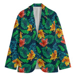 Hibiscus Monstera Hawaii Pattern Print Men's Cotton Blazer