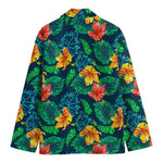 Hibiscus Monstera Hawaii Pattern Print Men's Cotton Blazer