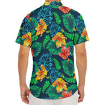 Hibiscus Monstera Hawaii Pattern Print Men's Deep V-Neck Shirt
