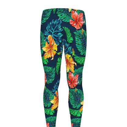 Hibiscus Monstera Hawaii Pattern Print Men's leggings