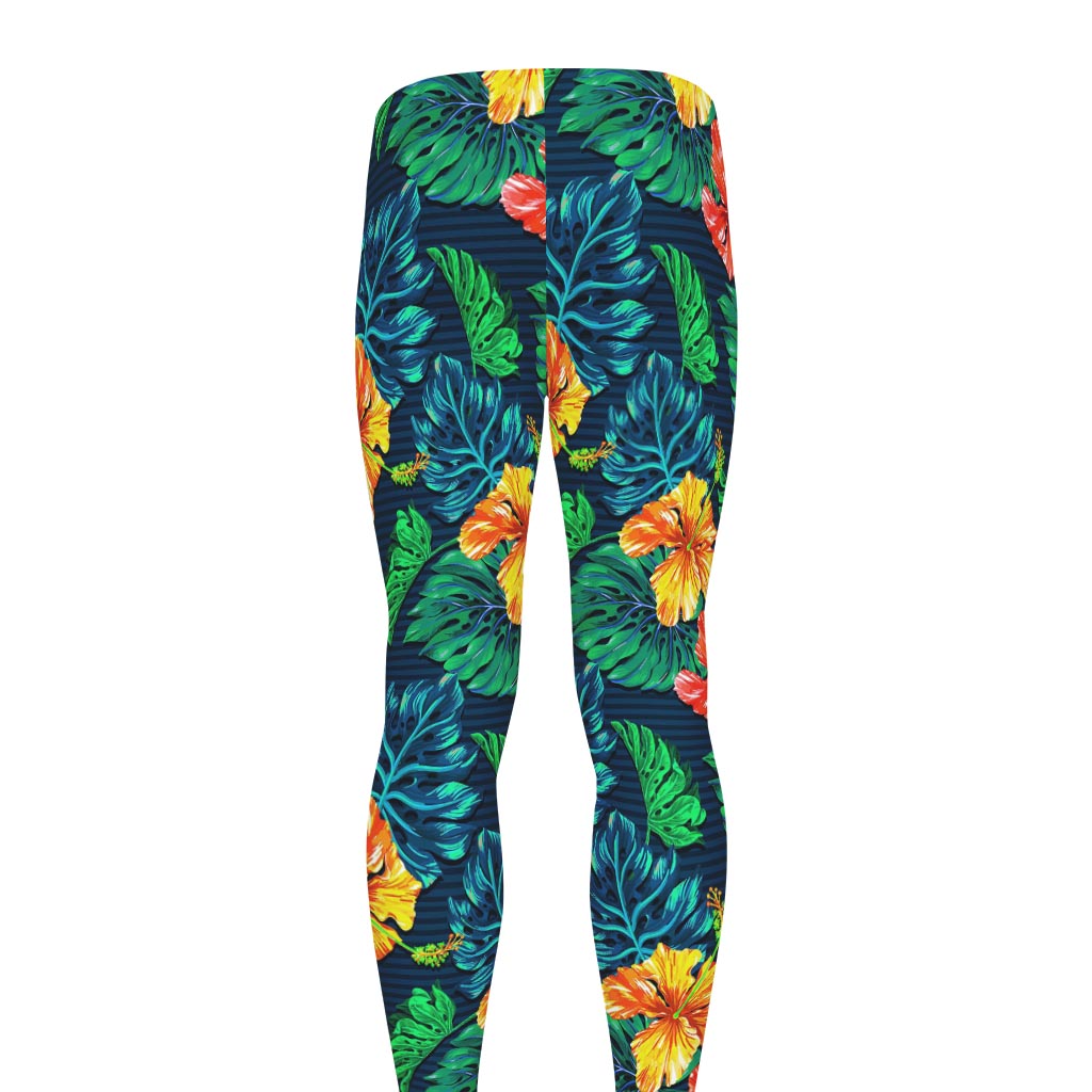 Hibiscus Monstera Hawaii Pattern Print Men's leggings