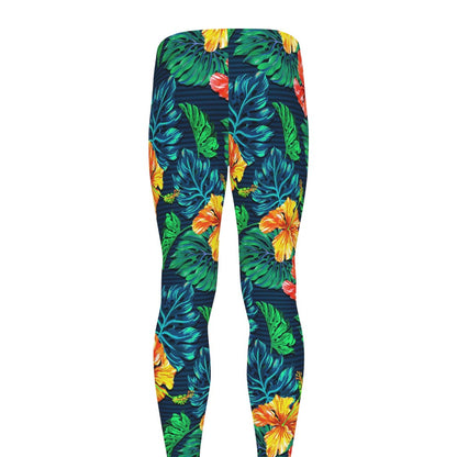 Hibiscus Monstera Hawaii Pattern Print Men's leggings