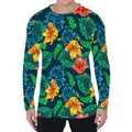 Hibiscus Monstera Hawaii Pattern Print Men's Long Sleeve T-Shirt