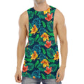 Hibiscus Monstera Hawaii Pattern Print Men's Muscle Tank Top