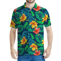 Hibiscus Monstera Hawaii Pattern Print Men's Polo Shirt