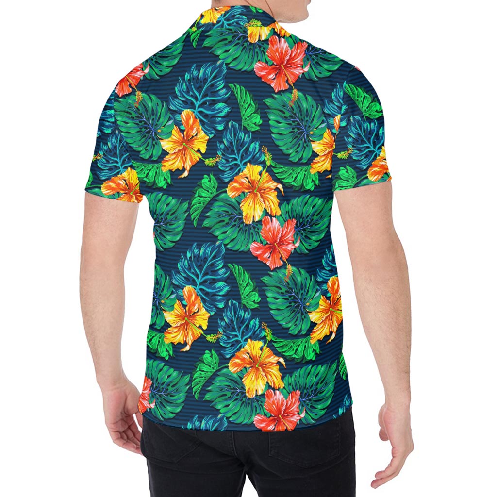 Hibiscus Monstera Hawaii Pattern Print Men's Shirt