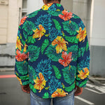 Hibiscus Monstera Hawaii Pattern Print Men's Shirt Jacket