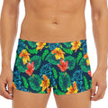 Hibiscus Monstera Hawaii Pattern Print Men's Short Boxer Briefs