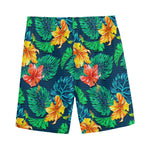 Hibiscus Monstera Hawaii Pattern Print Men's Sports Shorts