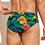 Hibiscus Monstera Hawaii Pattern Print Men's Swim Briefs