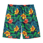 Hibiscus Monstera Hawaii Pattern Print Men's Swim Trunks