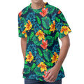 Hibiscus Monstera Hawaii Pattern Print Men's Velvet T-Shirt