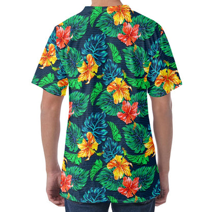 Hibiscus Monstera Hawaii Pattern Print Men's Velvet T-Shirt