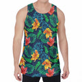 Hibiscus Monstera Hawaii Pattern Print Men's Velvet Tank Top