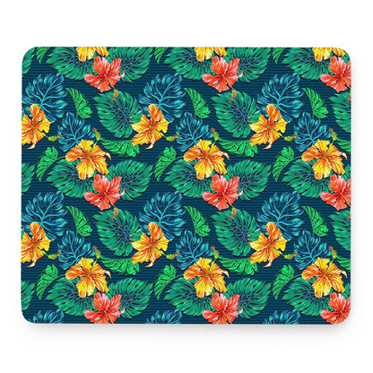 Hibiscus Monstera Hawaii Pattern Print Mouse Pad