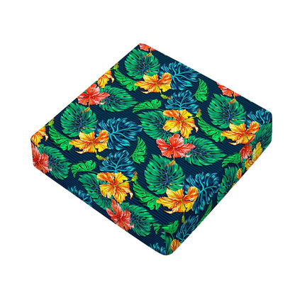 Hibiscus Monstera Hawaii Pattern Print Outdoor Seat Cushion Cover