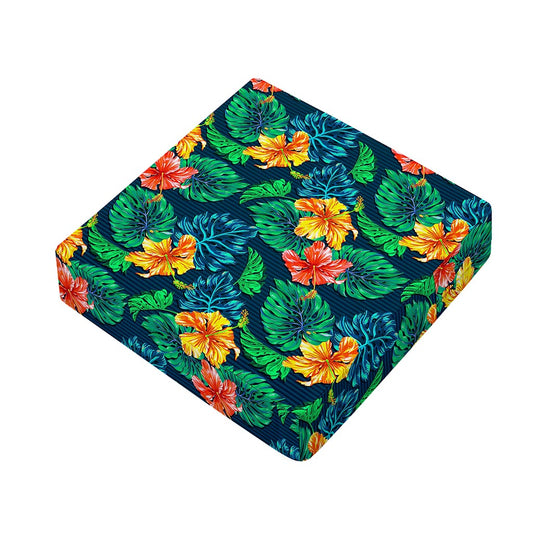 Hibiscus Monstera Hawaii Pattern Print Outdoor Seat Cushion Cover
