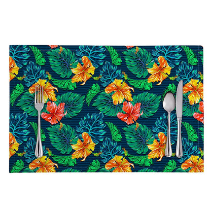Hibiscus Monstera Hawaii Pattern Print Placemat