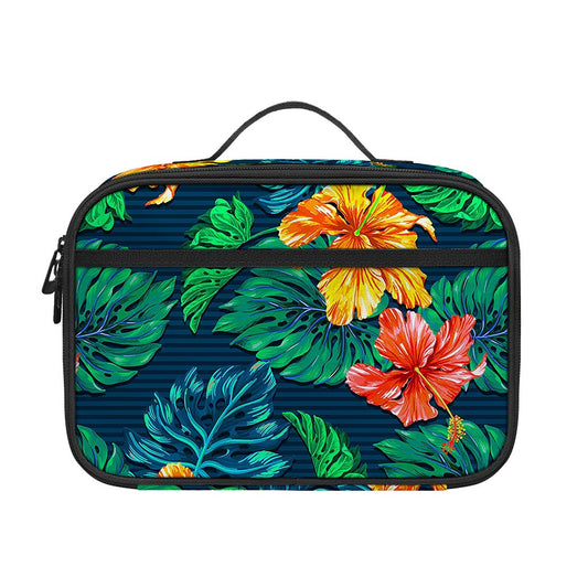 Hibiscus Monstera Hawaii Pattern Print Portable Lunch Bag