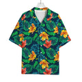 Hibiscus Monstera Hawaii Pattern Print Rayon Hawaiian Shirt