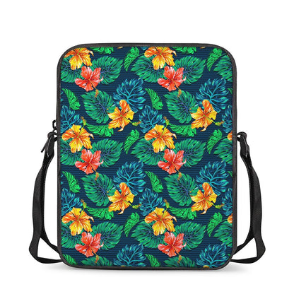 Hibiscus Monstera Hawaii Pattern Print Rectangular Crossbody Bag