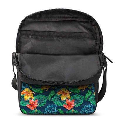 Hibiscus Monstera Hawaii Pattern Print Rectangular Crossbody Bag