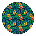 Hibiscus Monstera Hawaii Pattern Print Round Floor Mat