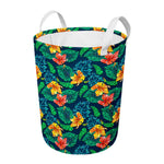 Hibiscus Monstera Hawaii Pattern Print Round Laundry Basket