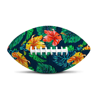 Hibiscus Monstera Hawaii Pattern Print Rugby Ball