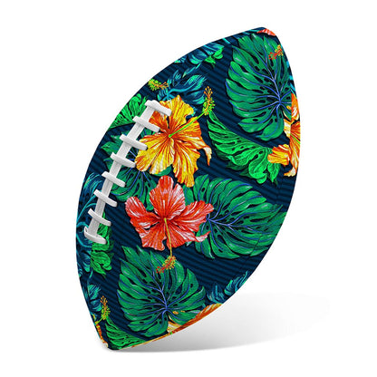 Hibiscus Monstera Hawaii Pattern Print Rugby Ball