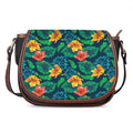 Hibiscus Monstera Hawaii Pattern Print Saddle Bag