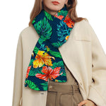 Hibiscus Monstera Hawaii Pattern Print Scarf