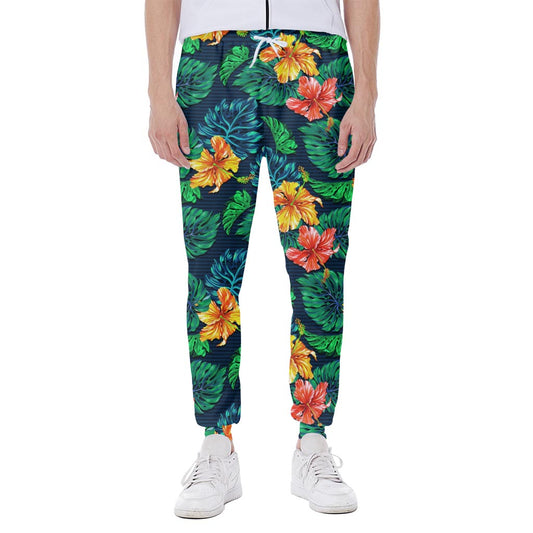 Hibiscus Monstera Hawaii Pattern Print Scuba Joggers