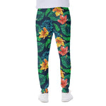 Hibiscus Monstera Hawaii Pattern Print Scuba Joggers