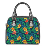 Hibiscus Monstera Hawaii Pattern Print Shoulder Handbag