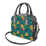 Hibiscus Monstera Hawaii Pattern Print Shoulder Handbag